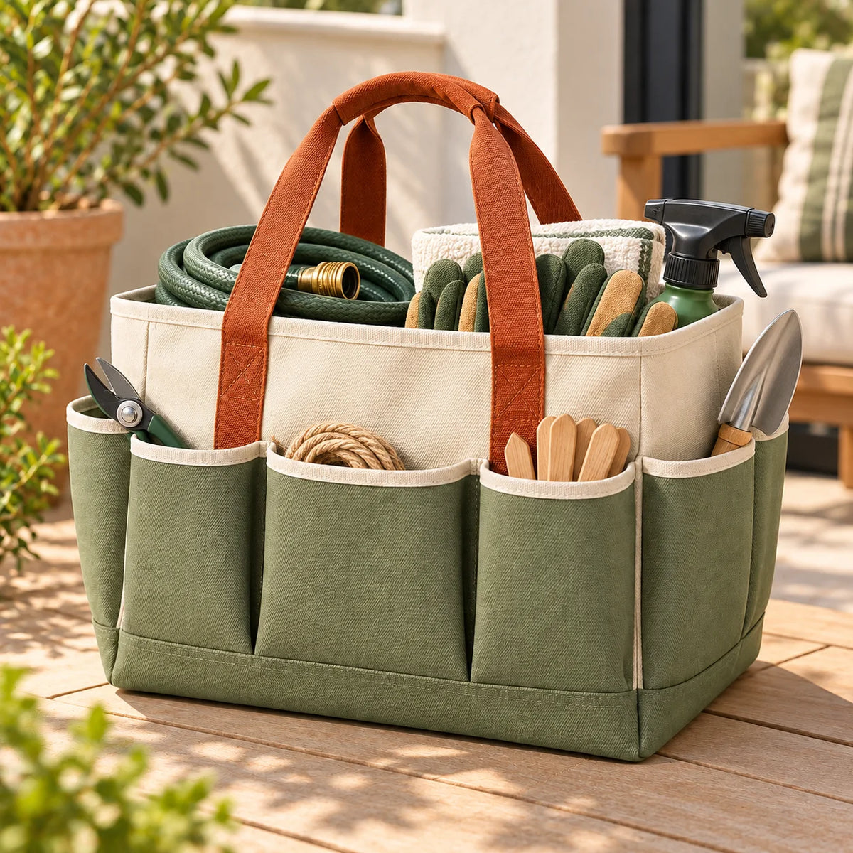 Balcony Accessory Tote — in use
