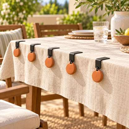 Patio Tablecloth Weight Clip Set — in use